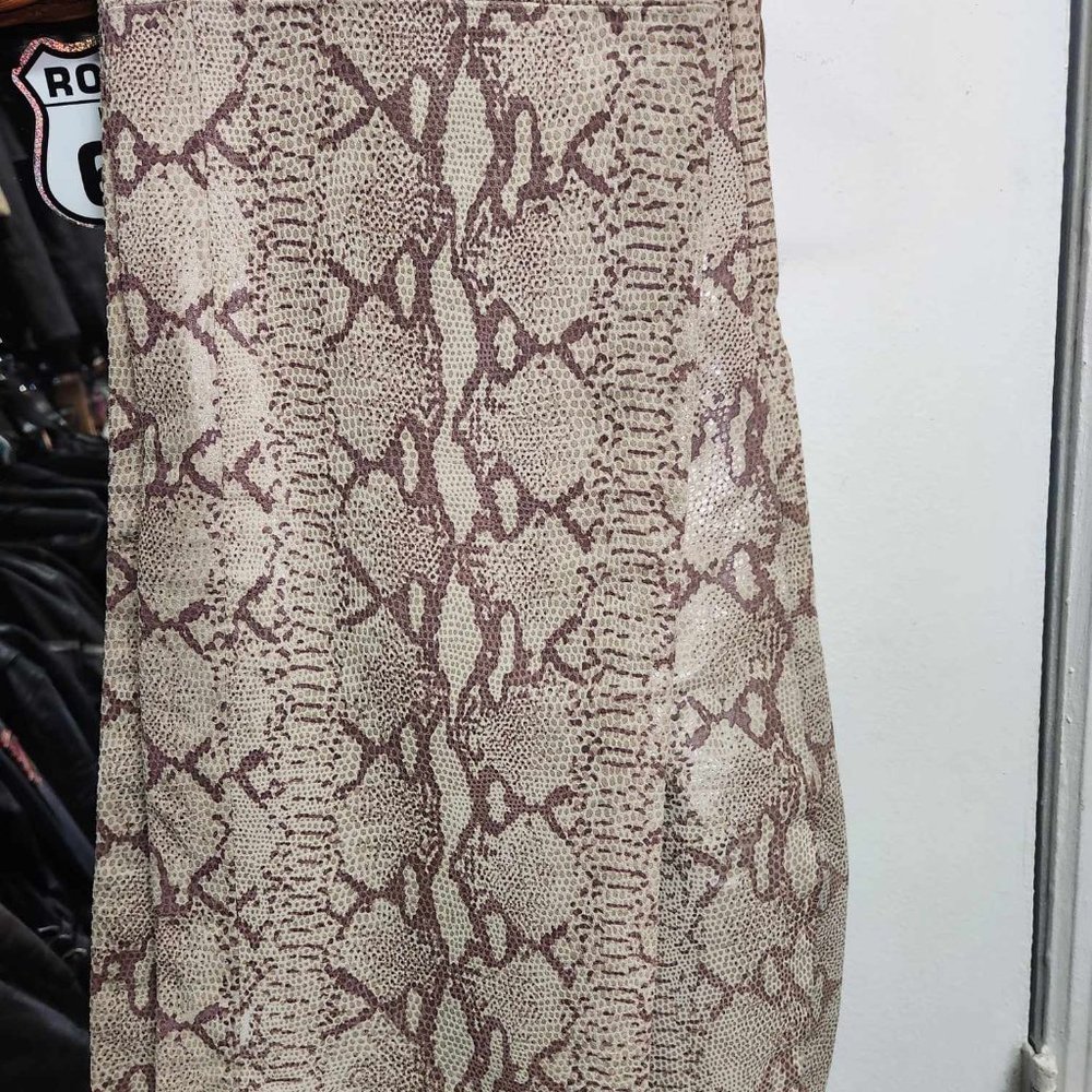 Rem Garson Ladies Snakeskin Leather Pants, Tan, Size 8